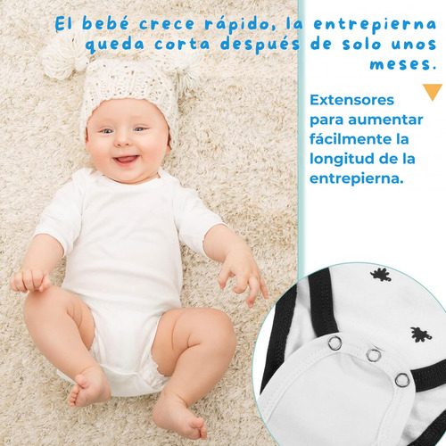 Pack 4 Bodys + 4 Extensores Niña Niño 100% Algodón Tedmimak