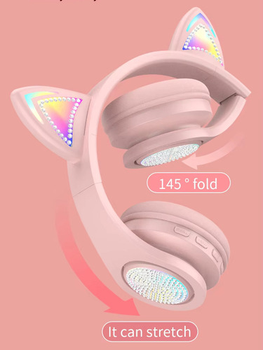 Audífono Bluetooth Diadema Gato Con Luz