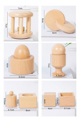 6x Juguetes De Madera Para Bebés, Juguete Agitador De