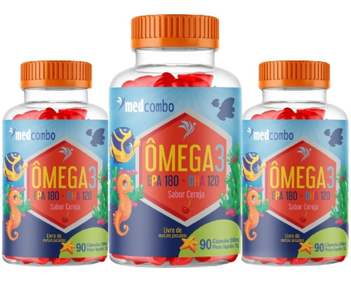 Kit Com 3 Omega 3 Infantil Epa 180 Dha 120 Medcombo