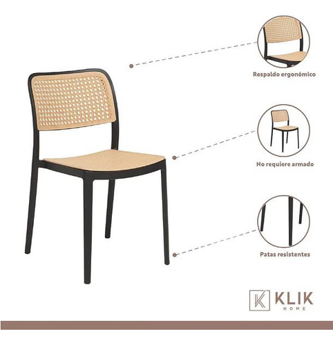 Comedor Mesa 120x80 Rectangular Negra + 6 Sillas De Comedor