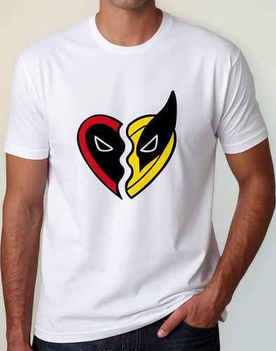 Playera Heroe Villano Marvel Deadpool Wolverine Corazon
