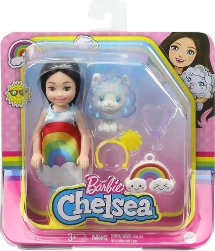 Muñeca Barbie Chelsea En Disfraz De Arcoiris Y Mascota