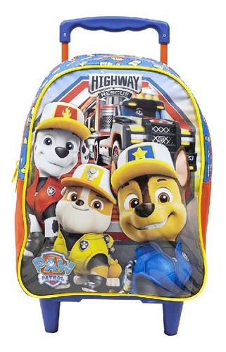 Mochila Infantil Patrulha Canina Paw Patrol Rodinhas Tam G