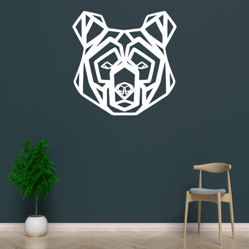 Quadro Decorativo Animais Aplique Mdf 3mm - Diversos Cor Urso 02 Cor da armação Branco