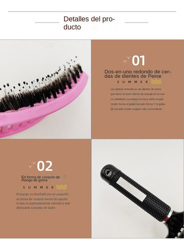 A Cepillo De Pelo De Cerdas Jabalí Curvo Peine De Masaje