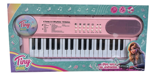 Teclado Organo Con Microfono Luz Y Sonido Tiny 55968 Color Rosa