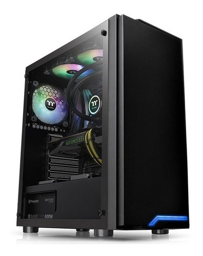 Gabinete Thermaltake Tt H100 Tg Led Azul Templado Pcreg Color Negro