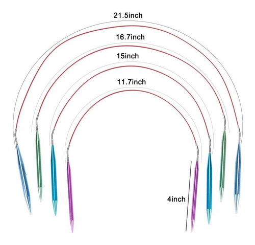 Imagen 4 de 8 de Juego De Agujas De Tejer Circulares Aluminio Suaves Looen 37