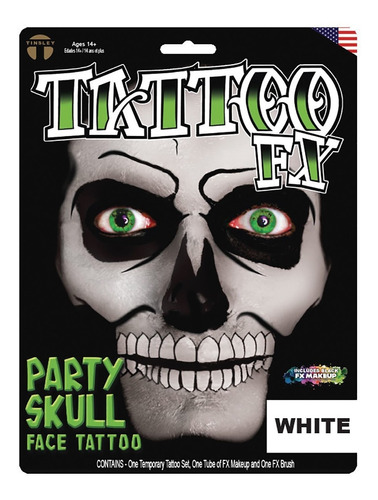 Tatuaje De Esqueleto Skull White Accesorio Disfraz Halloween