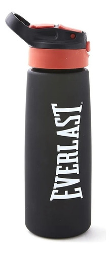 Botella Agua Everlast Plastica Boton 800 Ml Deportiva Color Negro