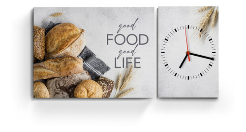 Reloj De Pared Diptico Cocina Frase Diseño Good Food Life