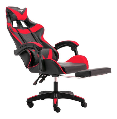 Silla de escritorio Vonne SV-G0 gamer ergonómica negra y blanca con tapizado de cuero sintético