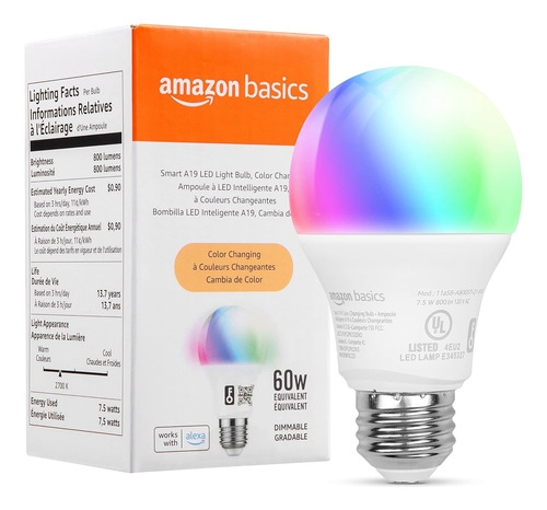 Bombillo  Inteligente Wi-fi Luz Led Amazon A19 Colores Alexa