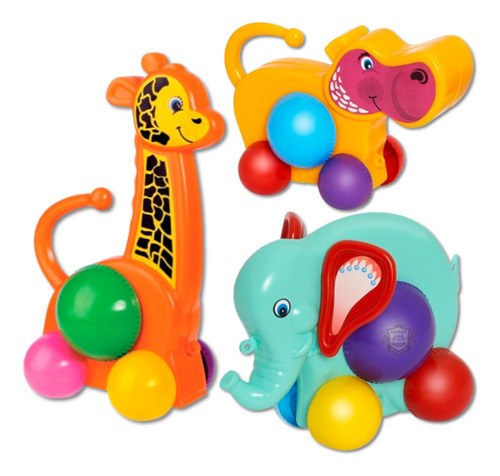 Kit 3 Brinquedos Educativos Bebê Animais Interativos Rodinha