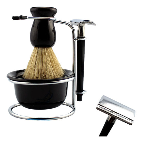 Kit Barba Vintage Retrô Barbearia Navalha Pincel Banheiro Pr