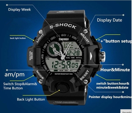 Imagen 3 de 6 de Reloj Deportivo Skmei Analogo Digital No G Shock Militar