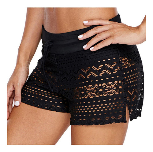 06 Pantalones Cortos De Encaje Negro For Mujer,