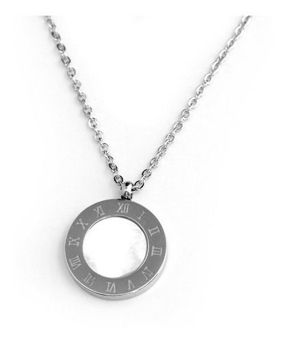 Imagen 2 de 4 de Collar Con Dije Numeros Romanos Acero Quirúrgico Inoxidable