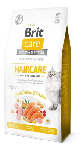 Alimento Brit Brit Care Grain-Free Haircare Healthy & Shiny Coat para gato adulto sabor salmón y pollo y linaza en bolsa de 7kg