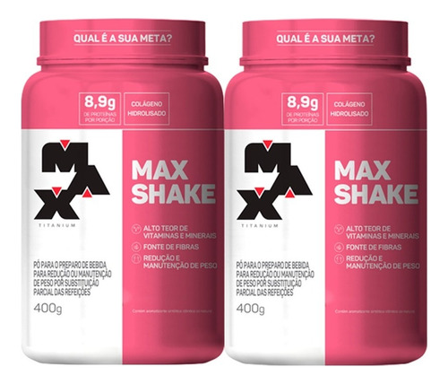 Kit 2x Max Shake Diet - Max Titanium (400g)  Sabor Chocolate