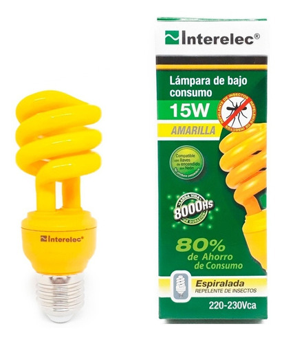 Lampara Espiral 15w Bajo Consumo E27 220v Colores Interelec 