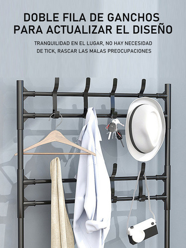 Perchero Zapatera 2 En 1 Organizador Rack Estante Ganchos