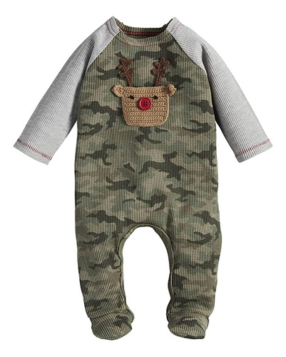 Mud Pie Baby Boys' Camo Crochet Sleeper, 3-6 Meses