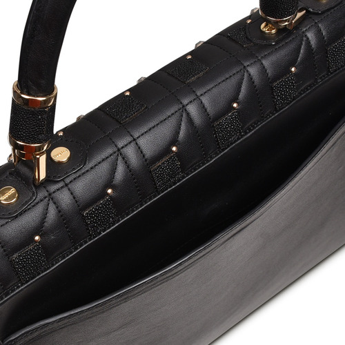 Bolso Crossbody De Dama En Piel De Mantarraya Negro