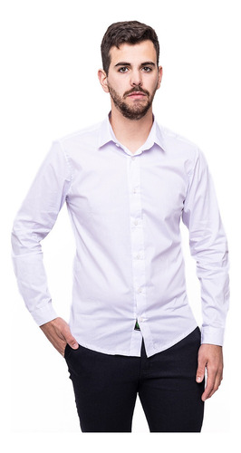 Camisa Hombre De Vestir Slim Fit Manga Larga Lisa Shaffe Co