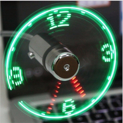 Relógio De Led Mini Ventilador Cooler Usb Articulável | Frete grátis