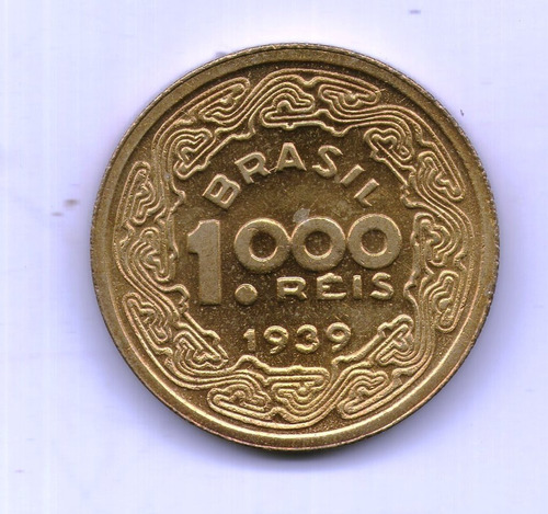 Brasil Moneda 1000 Reis 1939 Sc Km#550 - Argentvs