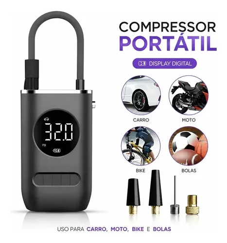 Calibrador De Ar Digital Para Pneu Portátil Compressor Usb