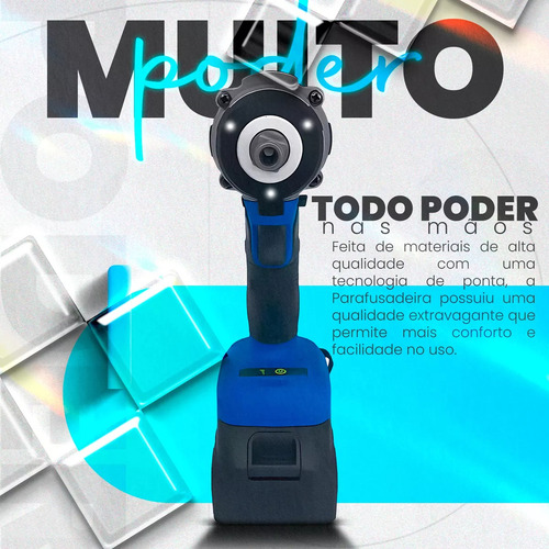 Kit Chave De Impacto Parafusadeira 48v + Jogo Soquete 46 Pçs Completo Construção Móveis Ferramentas Gollden Store Ferramenta Elétrica Furadeira De Mão Duas Baterias