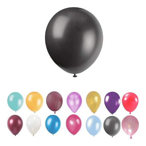 Globos De Latex Globolandia Perlado 10 Pulgadas Bolsa X 50 U Color Negro