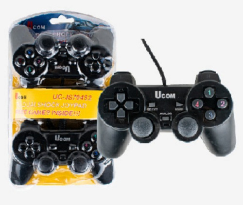 2 Controles Ucom Doble Pc Portatil Usb Tipo Play 2 Windows Color Negro