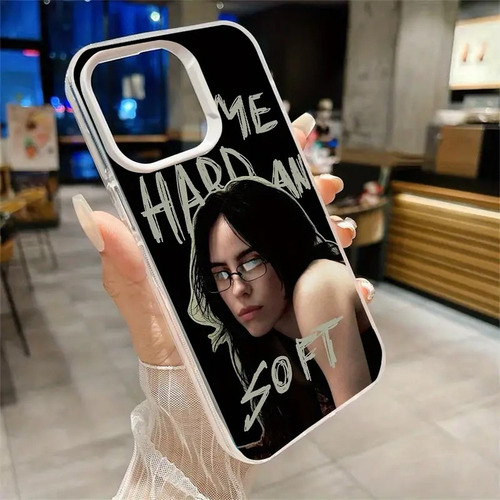 Funda Billie Eilish Cantante Accesorios Celulares Aesthetic Blanco Iphone 16