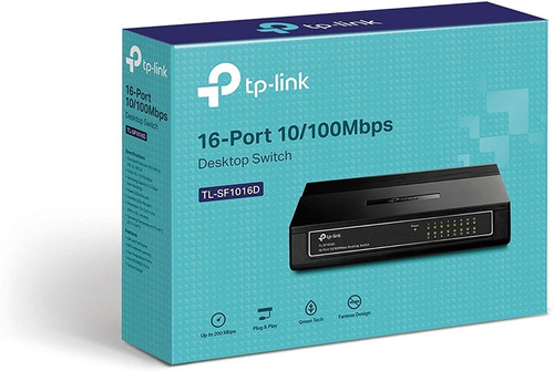 Switch 16 Puertos Tl-sf1016d 10/100 Mbps Tplink Escritorio