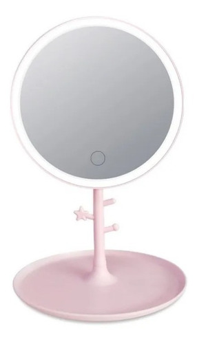 Imagen 1 de 3 de Espejo De Maquillaje Aro De Luz Led 3 Tonos Táctil Carga Usb