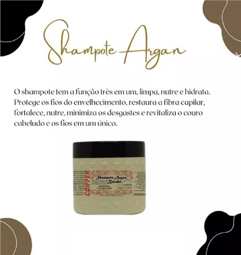 Shampote Argan Coiffer 350g Limpa Nutre E Hidrata Os Cabelos