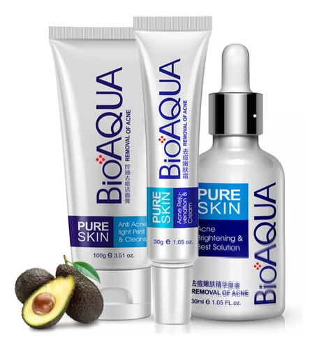Kit Anti-acne Bioaqua Limpiador Facial. Serum Y Crema 