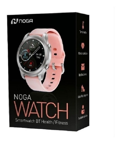Smartband Noga NG-SW05 1.3" caja de metal plateada, malla rosa de tpu