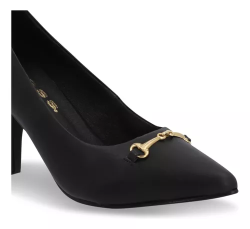 Zapatos de Salón Mujer Elegantes Cómodo Negro Brillante 8 CM Piel Sintético  9222