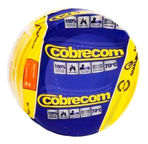 Fio Cabo Flexivel 2,5mm Rolo 100m Cobrecom Cores Inmetro Cor Amarelo