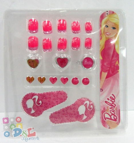 Set Belleza Y Manicura Barbie Lima Uñas Postizas Anillos Heb