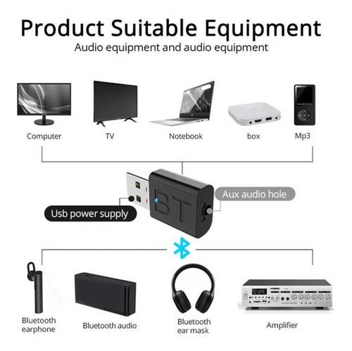 Imagen 3 de 5 de Transmisor Receptor Mini Usb Bluetooth 5.0 Pc Notebook