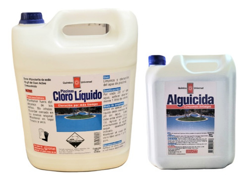 Pack Alguicida 5lt Cloro Líquido 10lt Química Universal