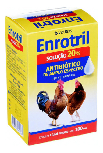 Enrotril Solúvel 20% - Antibiótico Para Aves - 100ml 