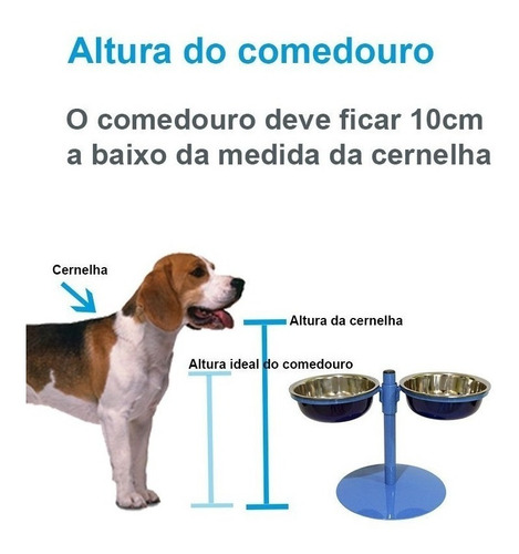 Imagem 2 de 3 de Comedouro Médio Duplo Inox Altura Ajustável Cachorro Gato