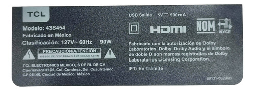 Fuente Tcl 43s454 Pw.a100w2.771 (Usado)